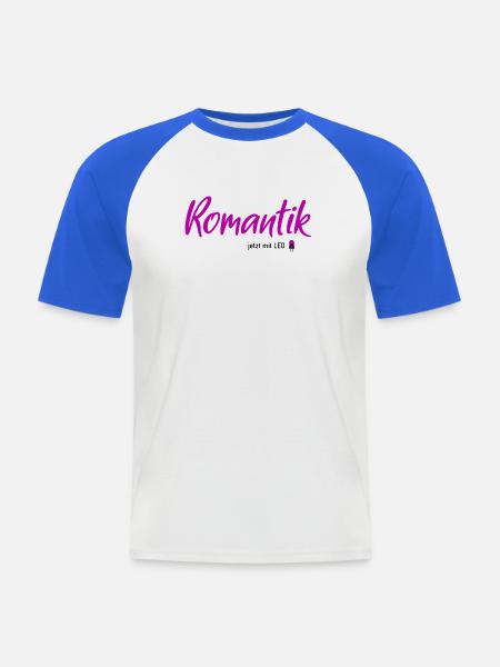 Romantik LED - Männer Baseball-T-Shirt - Weiß/Royalblau