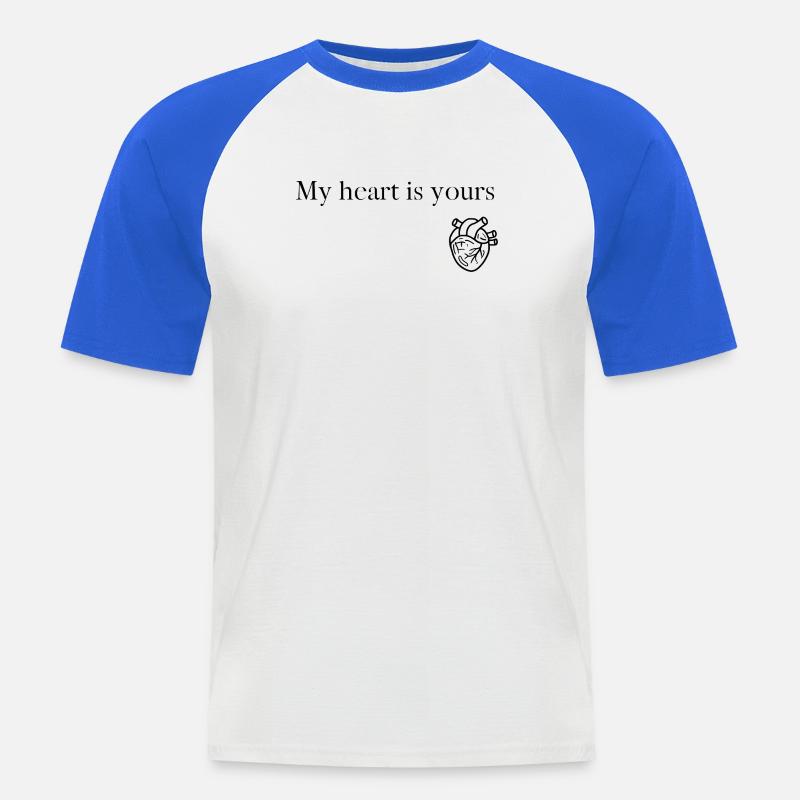 Herz - Männer Baseball-T-Shirt - Weiß/Royalblau