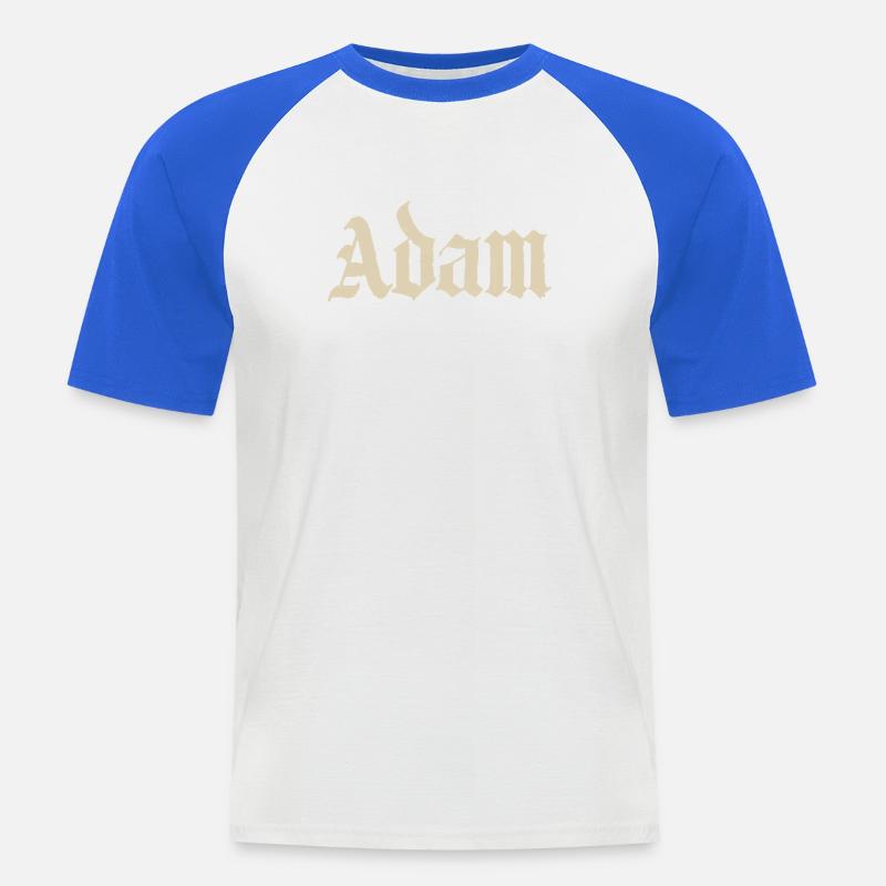 Adam Gothic Script Tee - Men's Baseball T-Shirt - white/royal blue