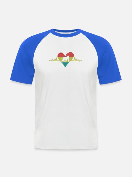Monkey Heartbeat Heart Retro - Men's Baseball T-Shirt - white/royal blue