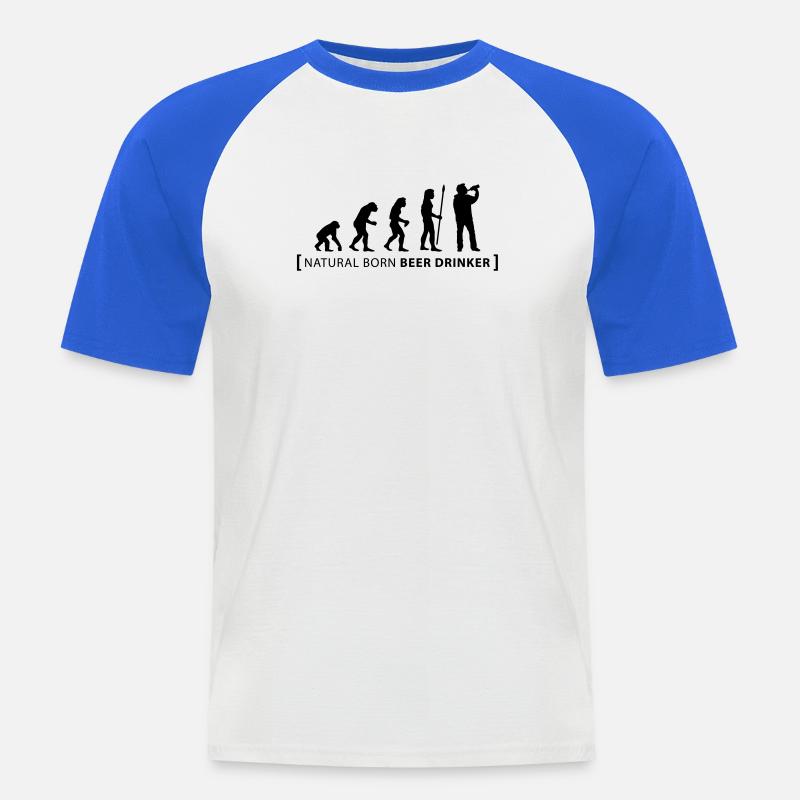 evolution_beer_drinker - Men's Baseball T-Shirt - white/royal blue