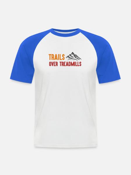 Trailrunning - Trails über Laufbänder - Männer Baseball-T-Shirt - Weiß/Royalblau