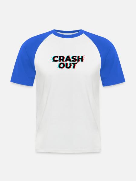 Crash Out – Glitch-Stil Schwarz Rot Cyan - Männer Baseball-T-Shirt - Weiß/Royalblau