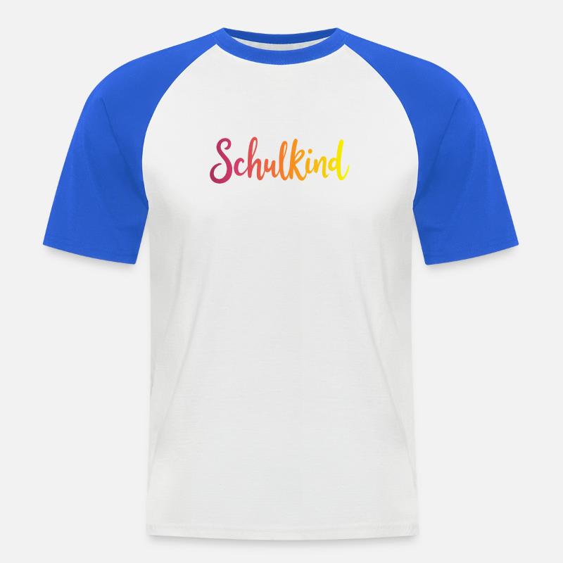 Schulkind Farbverlauf Rot-Gelb - Gradient Script - Männer Baseball-T-Shirt - Weiß/Royalblau