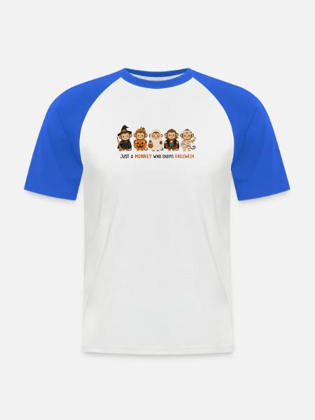 Halloween-Affe - Männer Baseball-T-Shirt - Weiß/Royalblau
