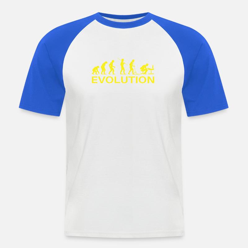 Evolution Gamer | Computer Freak Geek PC - Männer Baseball-T-Shirt - Weiß/Royalblau