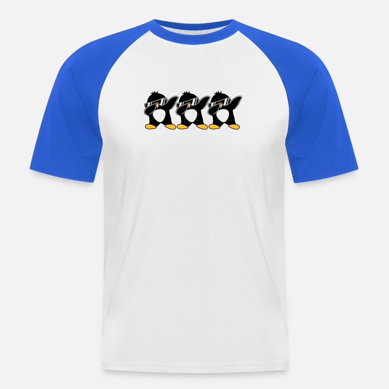 Dab Team Pinguin - Männer Baseball-T-Shirt - Weiß/Royalblau