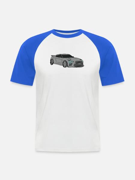 Sportwagen Silhouette Neon Highlights - Männer Baseball-T-Shirt - Weiß/Royalblau