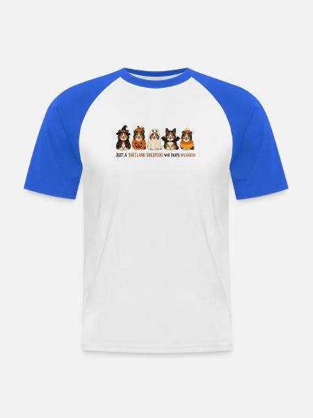 Shetland Sheepdog Halloween Crew - Männer Baseball-T-Shirt - Weiß/Royalblau