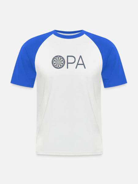 Opa mit Dartscheibe – Grau - Männer Baseball-T-Shirt - Weiß/Royalblau
