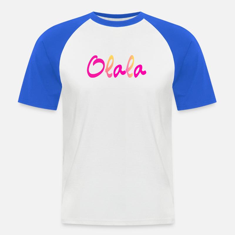 Olala - Männer Baseball-T-Shirt - Weiß/Royalblau