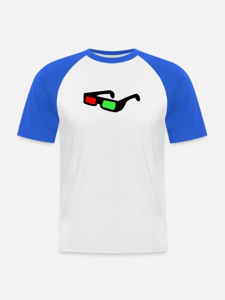 Blocs néon dans le contraste nocturne - T-shirt baseball manches courtes Homme - blanc/bleu royal