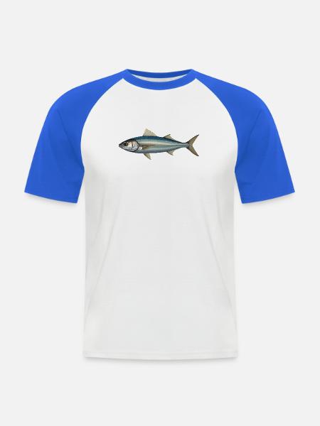 Azure Silver Fish Illustration - Männer Baseball-T-Shirt - Weiß/Royalblau