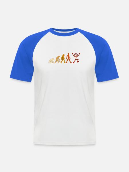 Evolution Mensch Freude Retro Design - Männer Baseball-T-Shirt - Weiß/Royalblau