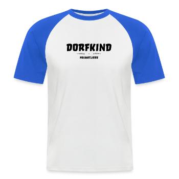 DORFKIND - HEIMATLIEBE - Männer Baseball-T-Shirt - Weiß/Royalblau - Vorne