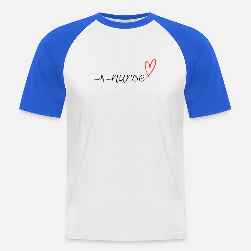 Nurse Heartbeat EKG Stethoscope Script Design - Männer Baseball-T-Shirt - Weiß/Royalblau
