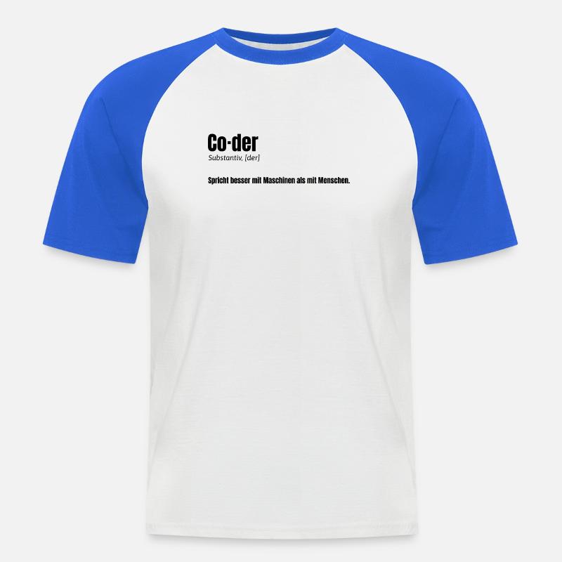 Coder - witziges Design für Entwickler - Männer Baseball-T-Shirt - Weiß/Royalblau