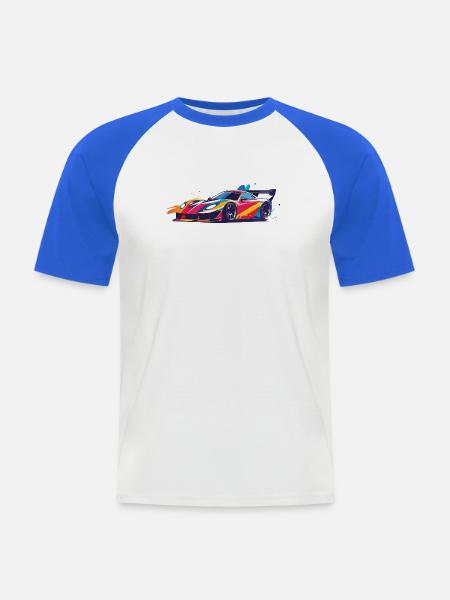 cooles drift car Rennkarosserie Kunst - Männer Baseball-T-Shirt - Weiß/Royalblau