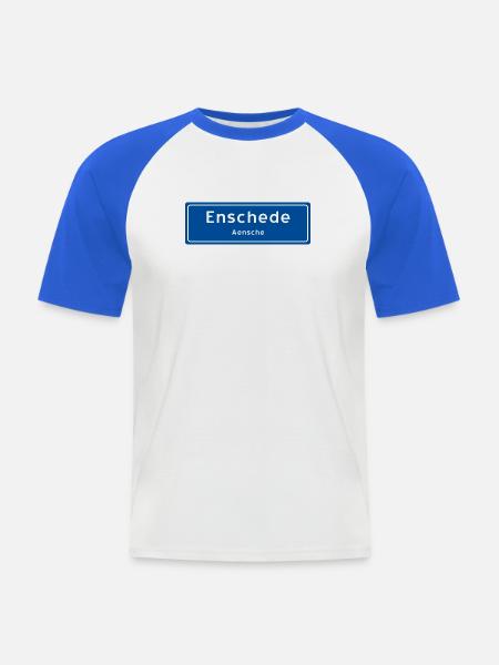 Enschede city name sign - Men's Baseball T-Shirt - white/royal blue