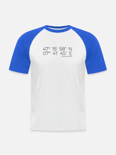 Coordinates Niederbipp Switzerland - Men's Baseball T-Shirt - white/royal blue