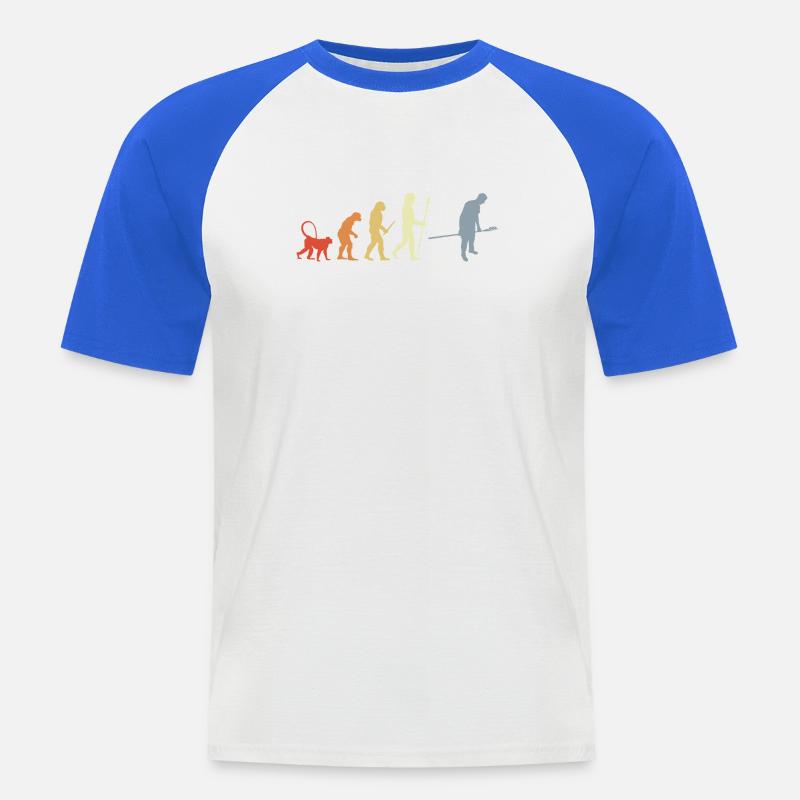 Bäcker Evolution Retro Look - Männer Baseball-T-Shirt - Weiß/Royalblau