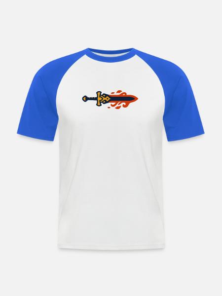 Brennendes Schwert Feuer Logo - Männer Baseball-T-Shirt - Weiß/Royalblau