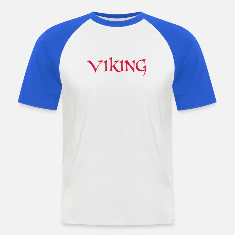 Viking - Maglia da baseball a manica corta da uomo - bianco/blu royal