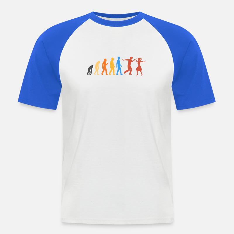 Swing-Tanz - Die höchste Stufe der Evolution - Männer Baseball-T-Shirt - Weiß/Royalblau