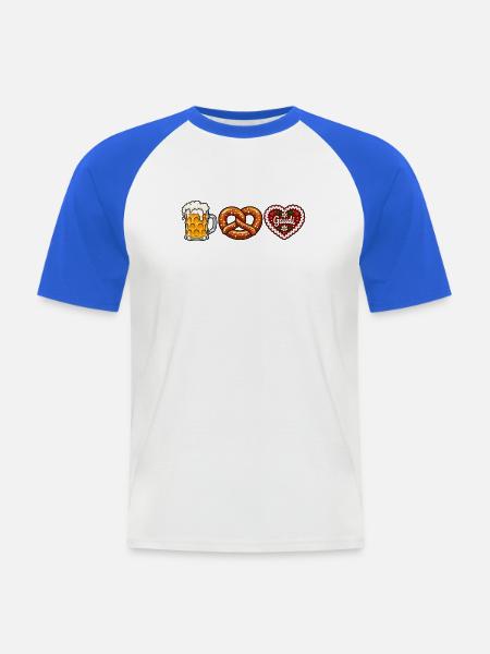 Bier Brezel & Lebkuchenherz –  Volksfest Motiv - Männer Baseball-T-Shirt - Weiß/Royalblau