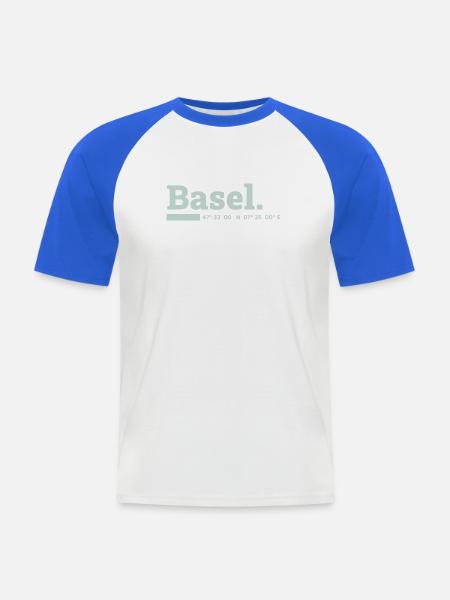 Basel Koordinaten - Männer Baseball-T-Shirt - Weiß/Royalblau