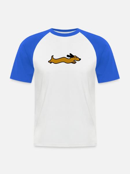 Lustiger Dackel Hundesport - Männer Baseball-T-Shirt - Weiß/Royalblau