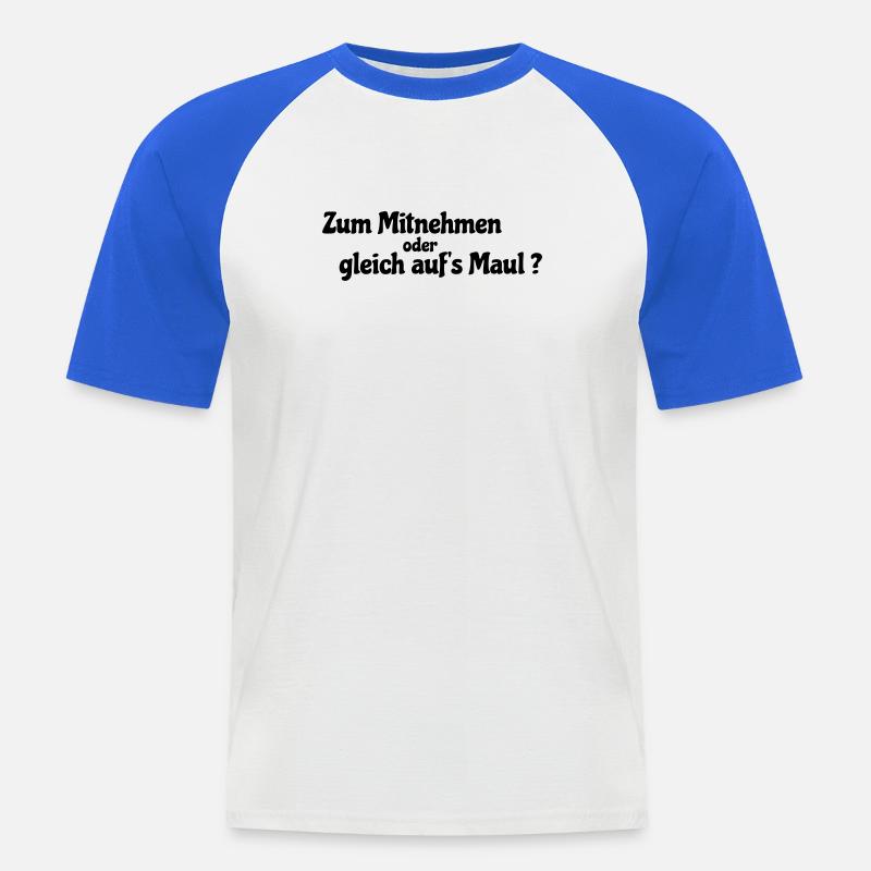 Mitnehmen oder gleich - Männer Baseball-T-Shirt - Weiß/Royalblau