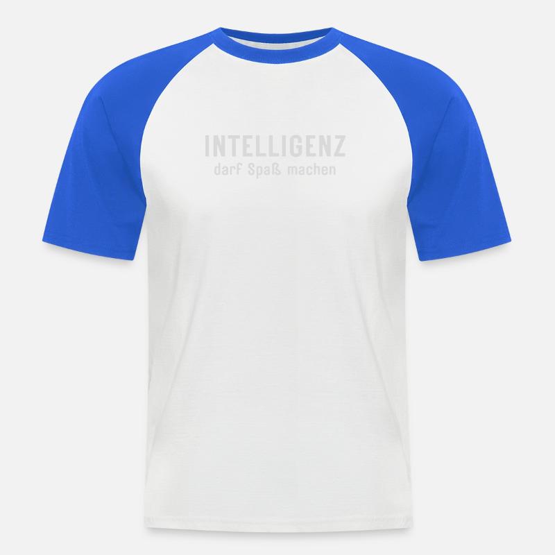 Intelligence can be fun Statement Design - Men's Baseball T-Shirt - white/royal blue