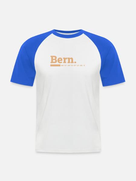 Bern Koordinaten - Männer Baseball-T-Shirt - Weiß/Royalblau