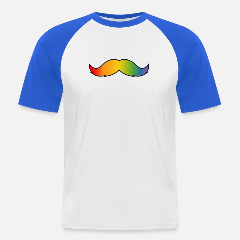 Regenbogen Bart queer schwarz - Männer Baseball-T-Shirt - Weiß/Royalblau