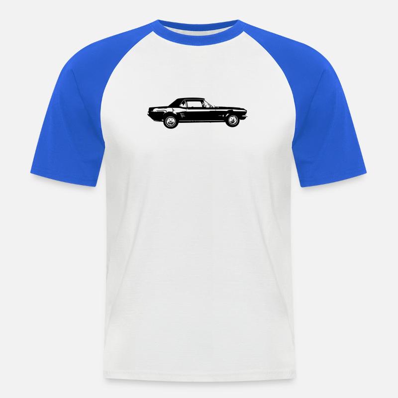 Oldtimer US Car Design - Männer Baseball-T-Shirt - Weiß/Royalblau