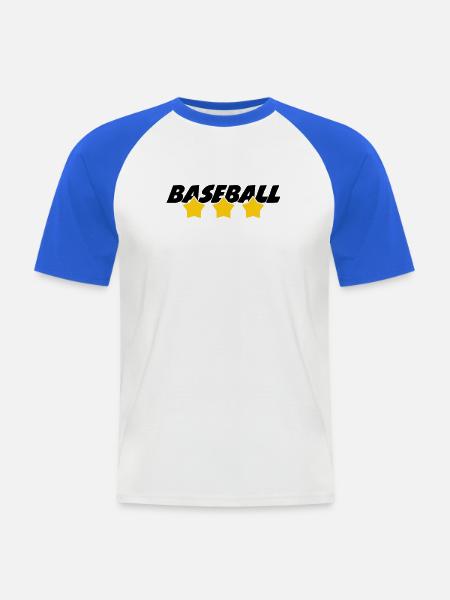 Baseball – Sport - Männer Baseball-T-Shirt - Weiß/Royalblau