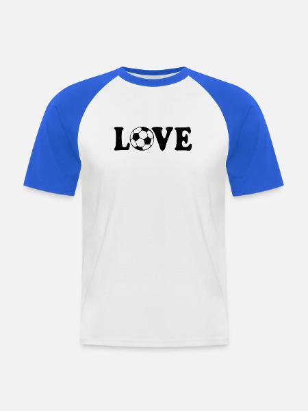 Ich liebe Fußball Fußballer  - Männer Baseball-T-Shirt - Weiß/Royalblau