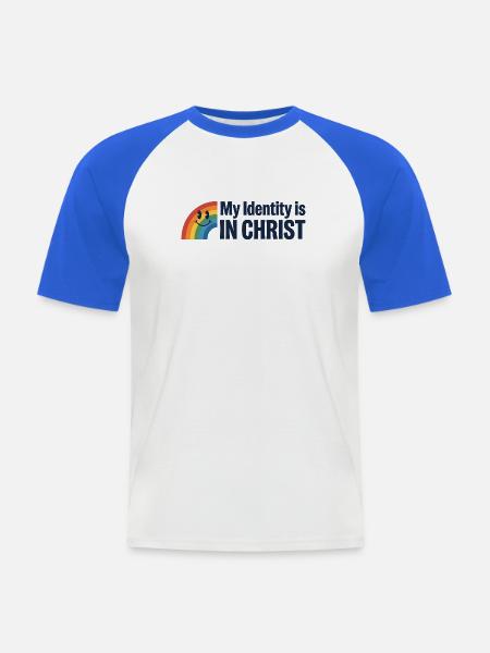 Identität in Christus Regenbogen - Männer Baseball-T-Shirt - Weiß/Royalblau