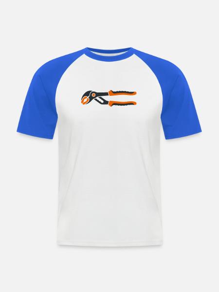 Rohrzange Werkzeug Grafik - Männer Baseball-T-Shirt - Weiß/Royalblau