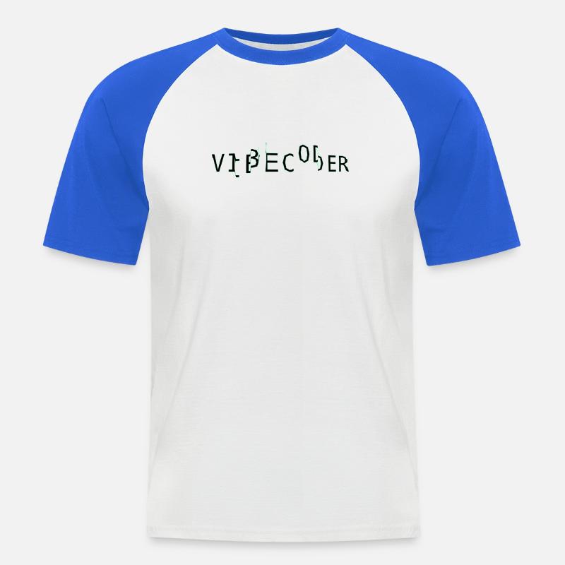 vibecoder_mono glitch - Men's Baseball T-Shirt - white/royal blue