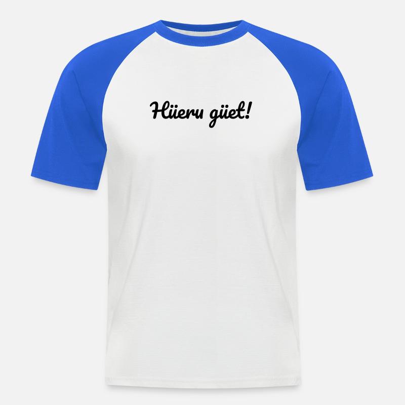 Hüeru güet Walliserditsch Dialekt - Männer Baseball-T-Shirt - Weiß/Royalblau