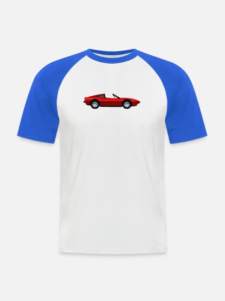 RED SPORTS CAR - Men's Baseball T-Shirt - white/royal blue