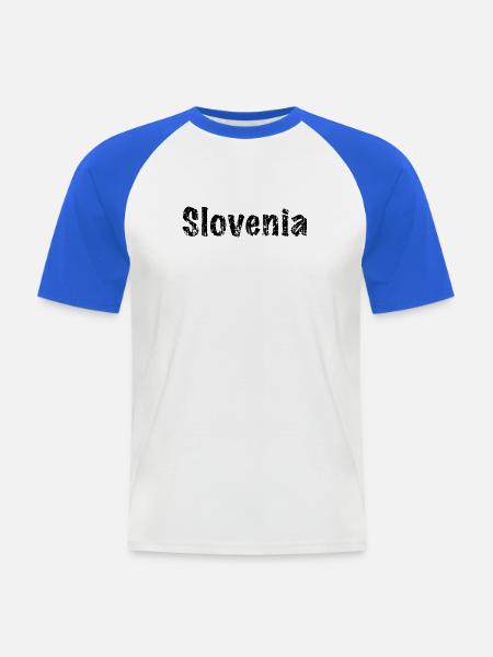 Slovenia - Männer Baseball-T-Shirt - Weiß/Royalblau