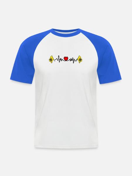 Herzfrequenz-Cardio für Flandern, Belgien - Männer Baseball-T-Shirt - Weiß/Royalblau