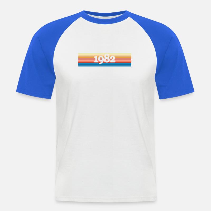 1982 - Männer Baseball-T-Shirt - Weiß/Royalblau