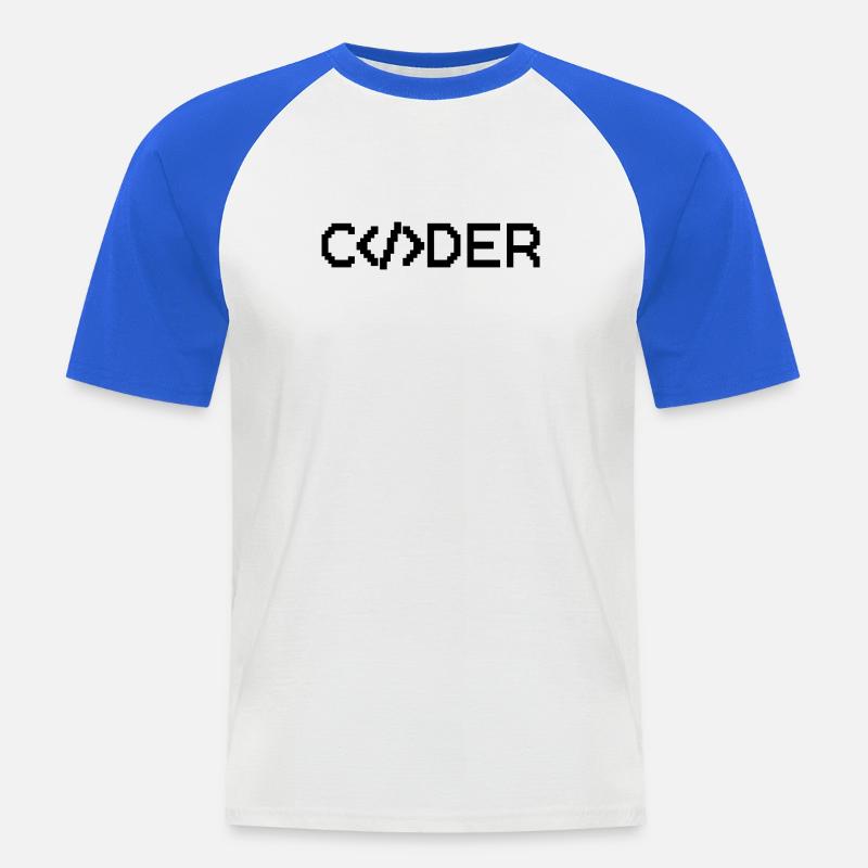 Coder - Männer Baseball-T-Shirt - Weiß/Royalblau