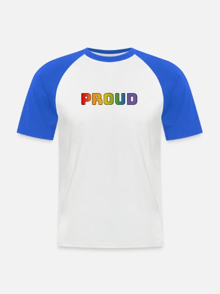 Rainbow proud black - Men's Baseball T-Shirt - white/royal blue