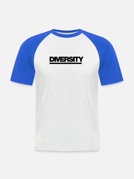 Typo Diversity 1C - Männer Baseball-T-Shirt - Weiß/Royalblau