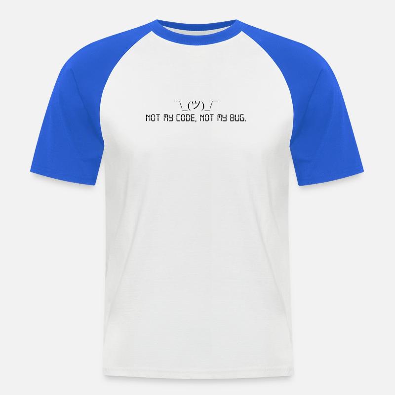 Pas mon code, pas mon bug. - T-shirt baseball manches courtes Homme - blanc/bleu royal